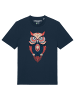 wat? Apparel T-Shirt Colorful Owl in Dunkelblau