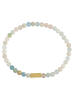Adeliás Damen Edelstahl Armband Kugelarmband mit Perle und Morganit in mehrfarbig