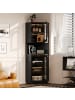 ABRIHOME Badschrank in Schwarz 45x45x166,5 cm mit Lichtleiste Eckschrank