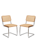 ABRIHOME Esszimmerstuhl in Khaki Rattan mit Chrombeinen 2er Set