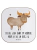 Mr. & Mrs. Panda Glas-Untersetzer Stier Herz mit Spruch in Weiß