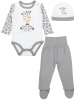 TupTam Baby Bekleidungsset Langarmbody Hose Mütze3 teilig in grau/weiß