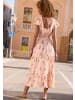 Vivance Midikleid in beige-braun-koralle bedruckt