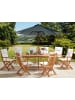 Beliani 10-tlg Gartentisch Set MAUI II in Heller Holzfarbton/Weiß/Grau