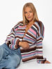 SASSYCLASSY Gestreifter, mehrfarbiger Cardigan in Altrosa