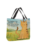 Mr. & Mrs. Panda Shopper Tasche Einhorn Katze Design mit Spruch in Weiß