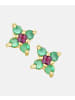 Vanlere Ohrstecker aus 375 Gelbgold mit Rubin Blumen-Design