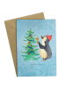 Mr. & Mrs. Panda Grußkarte Pinguin Weihnachtsbaum ohne Spruch in Eisblau