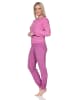 NORMANN Frottee Schlafanzug langarm Bündchen Streifenoptik in pink