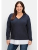 sheego Strickpullover in tiefblau-meliert