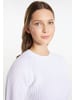 myMo Damen Strick Cropped Pullover in Weiss
