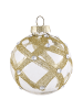 Beliani Weihnachtsbaumkugeln FLICKER in Gold/Weiß