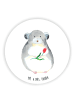 Mr. & Mrs. Panda Rund Magnet Chinchilla Blume ohne Spruch in Weiß