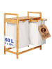 Lumaland Wäschekorb Bambus 73x64x33cm weiß 2 Wäschesäcke ausziehbar Weiß