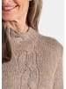 GOLDNER Kurzgröße:  Strickpullover Hüftlanger Langarm Pullover, Zopfstrick in beige / gemustert