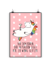 Mr. & Mrs. Panda Kunstdruck Einhorn Blümchentail mit Spruch in Rot Pastell
