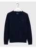 Gant V-Neck Pullover aus Extra Fine Lambswool in Blau