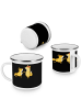 Mr. & Mrs. Panda Camping Emaille Tasse Verlobung Glück mit Spruch in Schwarz