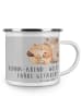 Mr. & Mrs. Panda Emailletasse Henna-Abend Farbenliebe mit Spruch in Heather Grey