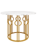 ABRIHOME Runder Esstisch in Marmoroptik 100x100x76 cm mit goldenen Metallbeinen