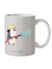 Mr. & Mrs. Panda Geschenktasse Feuerwehrmann Herz ohne Spruch in Grau Pastell