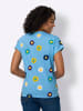 Sieh an! Kurzarmshirt in aqua-weiß-bedruckt
