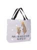 Mr. & Mrs. Panda Shopper Bären mit Hut mit Spruch in Grau Pastell