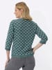 Sieh an! V-Pullover in petrol-ecru-gemustert