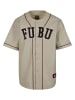 FUBU FUBU Herren FM233-007-1 FUBU College Leather Baseball Jersey in creme/black/brown