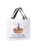 Mr. & Mrs. Panda Tote Bag Pinguin Angelboot mit Spruch in Weiß