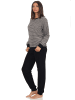 NORMANN Frottee Pyjama Schlafanzug Bündchen Streifen - 50024 in Grau