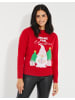 Threadbare Pullover THB Ladies Christmas Jumper Gnome in Red