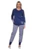 NORMANN Schlafanzug Bündchen Kuschel interlock - 81886 in marine