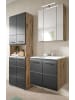 Inn.Furn Badmöbel-Set 3-teilig schwarz matt, Eiche 135 cm inklusive Waschbecken