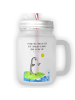 Mr. & Mrs. Panda Einmachglas Pinguin Surfer mit Spruch in Transparent