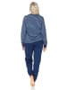 NORMANN Interlock Schlafanzug langarm Bündchen Streifenoptik - 87371 in marine