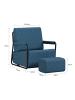 SoBuy Sessel mit Hocker in Tiefblau - (W) 67 x (H) 78 x (L) 59.5 cm