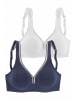 PETITE FLEUR Petite Fleur T-Shirt-BH ohne Bügel (2 Stück) in marine+weiß