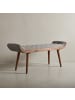 KADIMA DESIGN Sitzbank Stoff | 125x51x38cm, Massivholz Grau, Chesterfield