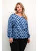 KAFFE curve Langarm-Bluse KCkerry in Blue/Black Graphic Print