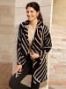 Sieh an! Long-Strickjacke in schwarz-beige-gemustert