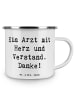 Mr. & Mrs. Panda Emaille Tasse Spruch Arzt mit Herz mit Spruch in Weiß