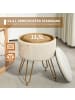 HOMCOM Sitzhocker-Ø40 x 48H cm-Cremeweiß