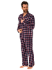 NORMANN Durchknöpfbare FlanellPyjama KaroMuster - 75007 in marine