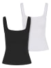 Urban Classics Urban Classics Ladies Wide Neck Rib Top 2-Pack in black+white