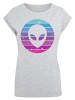 F4NT4STIC Extended Shoulder T-Shirt Alien Kopf in grau meliert