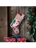 tectake Nikolausstiefel in Jute-Opti mit Weihnachtsmann-Motiv 26 x 36,5 cm, beige