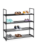relaxdays Schuhregal "4 Ebenen" in Schwarz - (B)92 x (H)72 x (T)30 cm