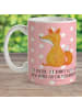 Mr. & Mrs. Panda Kaffeetasse Einhorn Fuchs mit Spruch in Rot Pastell