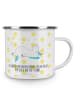 Mr. & Mrs. Panda Emaille Tasse Einhorn Sternenhimmel mit Spruch in Weiß